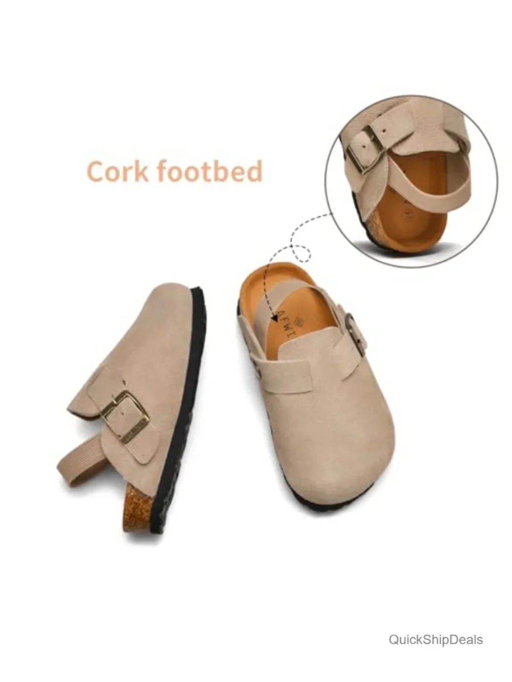 Kids Genuine Leather Clogs with Cork Footbed Arch Support Adjustable Buckle